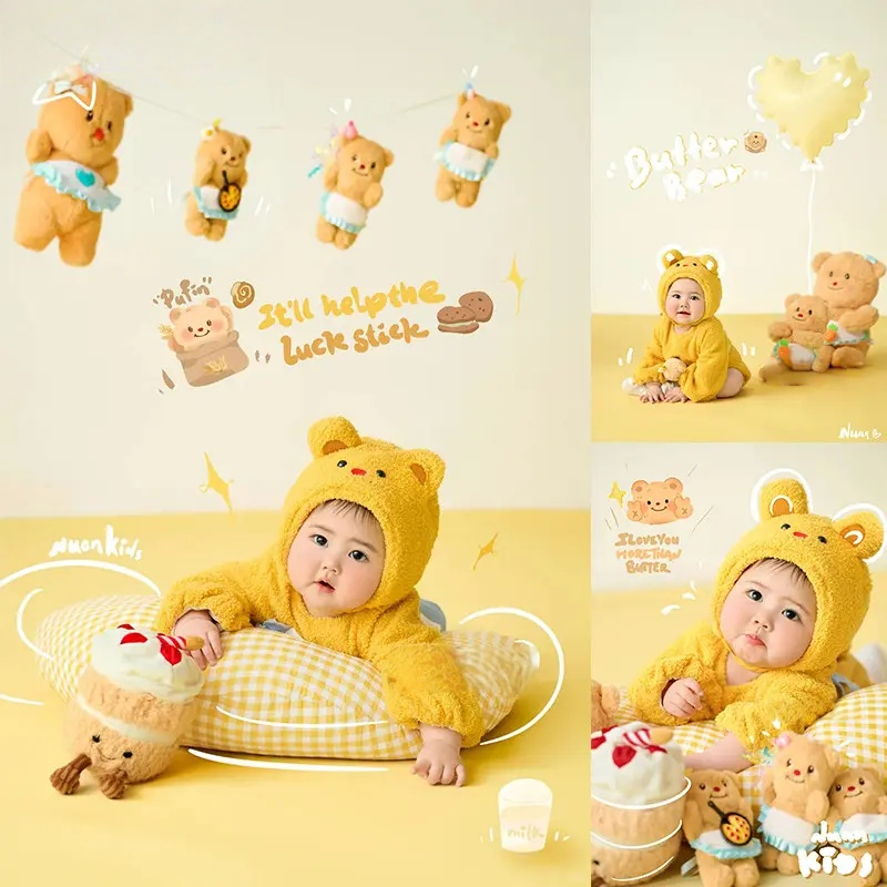 Yellow Butter Bear Theme Set (3-6M) - Baby Photography Props - Image 3